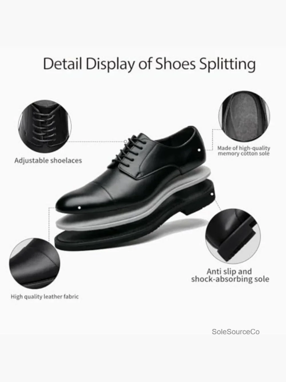 Classic Cap-Toe Oxfords Lace-Up Dress Shoes Formal Business Tuxedo Non-Slip